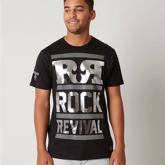 Men’s Hirsch Rock Black Revival Cotton T-Shirt - Picture 1 of 5